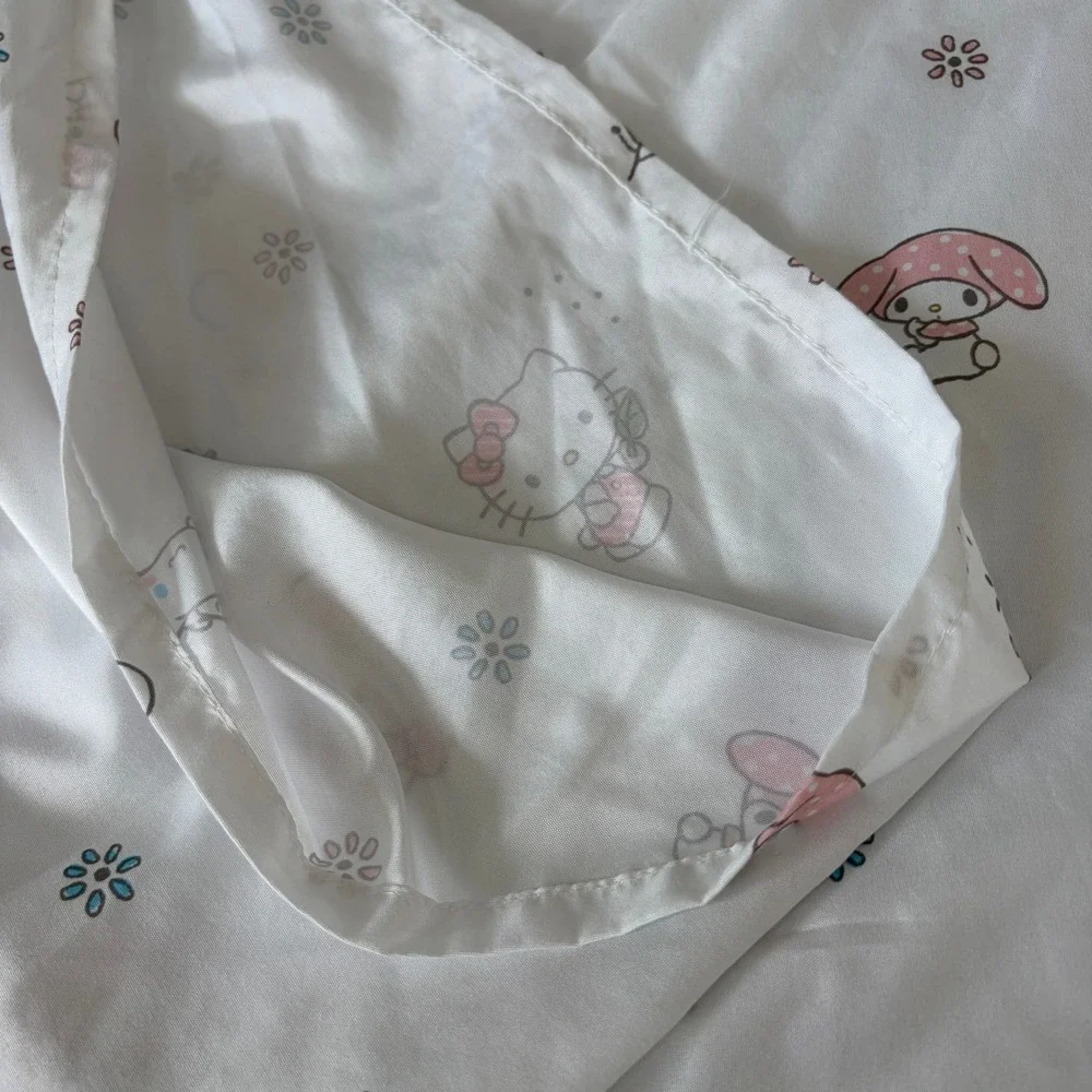 Sanrio Hello Kitty My Melody Cinnamoroll Twin Flat‎ Sheet White Kids Bedding